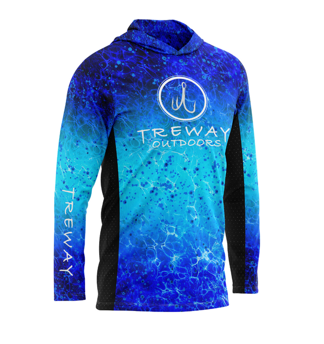 Treway Blue Mahi Cell-Tek Performance Hooded Long Sleeve