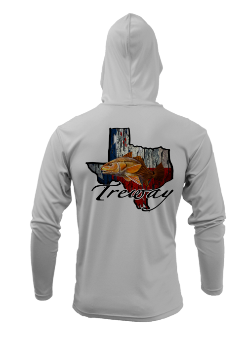 Treway Outdoors Redfish Texas Outline Performance Hooded Long Sleeve